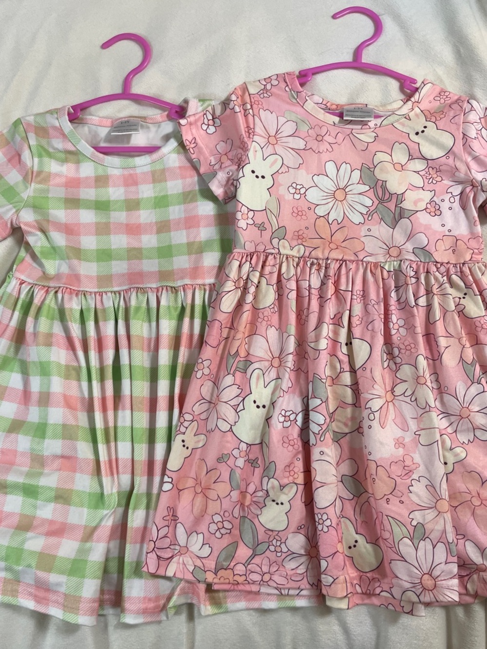 ❤️Kids Pink Bunny Floral Short Sleeve Dress